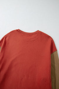 KaleaBoutique Two Tone Patchwork Drop Shoulder Pullover Sweatshirt - KaleaBoutique.com