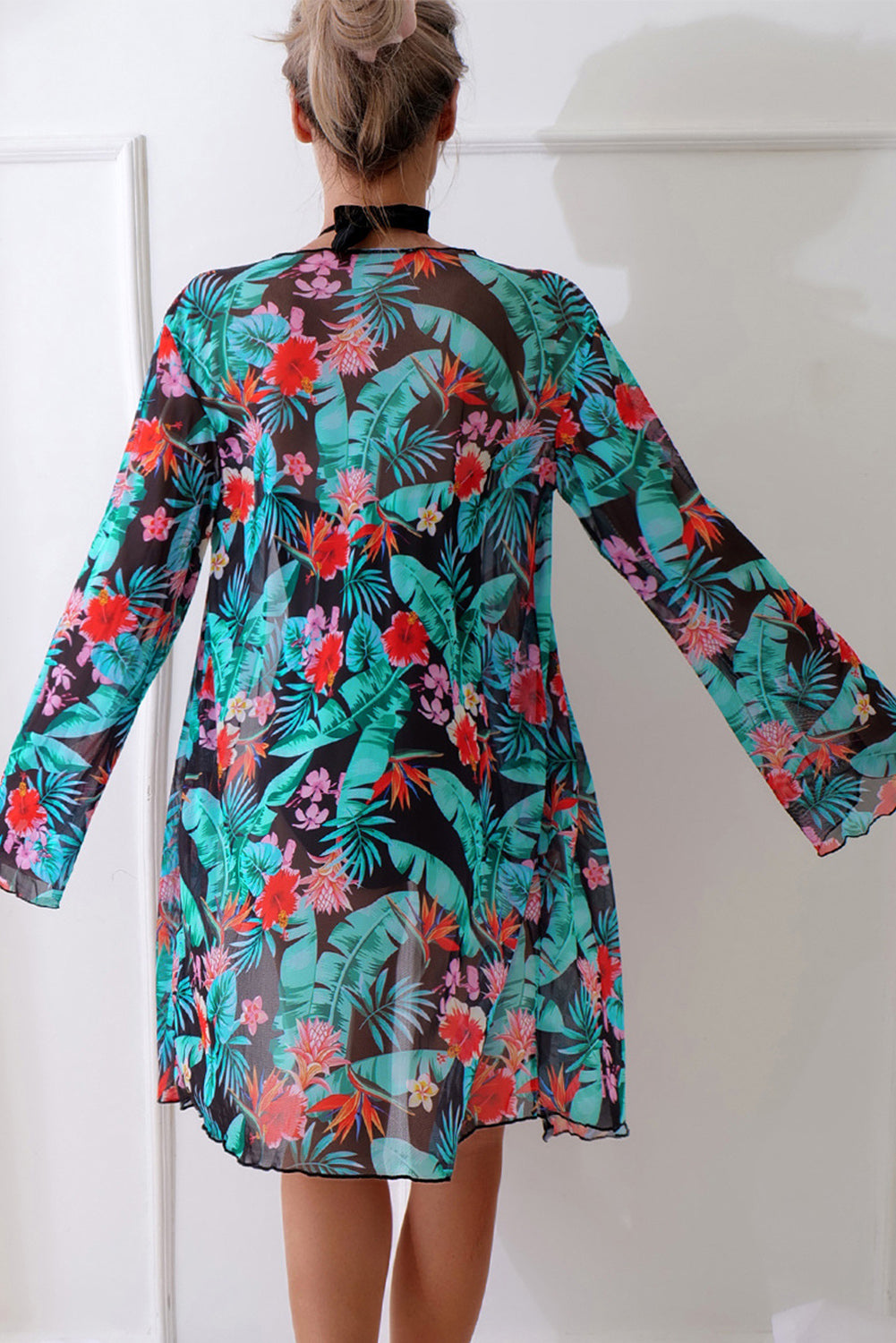 KaleaBoutique Stylish Halter Neck Monokini with Floral Beach Cover Up - KaleaBoutique.com