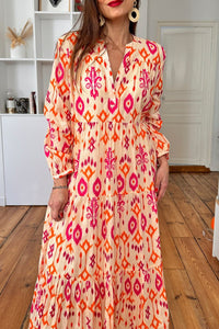 Western Abstract Geometric Printed Maxi Dress - KaleaBoutique.com