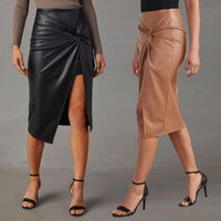 Women's Split Mid-length Hot Girl Leather Hip Skirt - KaleaBoutique.com
