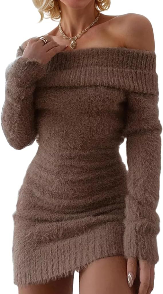 Women's Skinny Sheath Long Sleeve Sweater Dress - KaleaBoutique.com