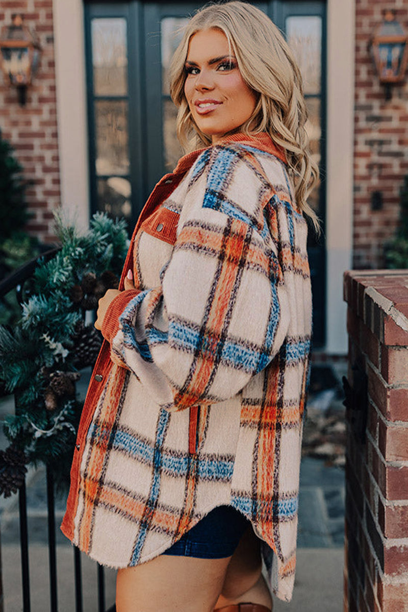 KaleaBoutique Plus Size Plaid Print Collared Buttoned Jacket - KaleaBoutique.com