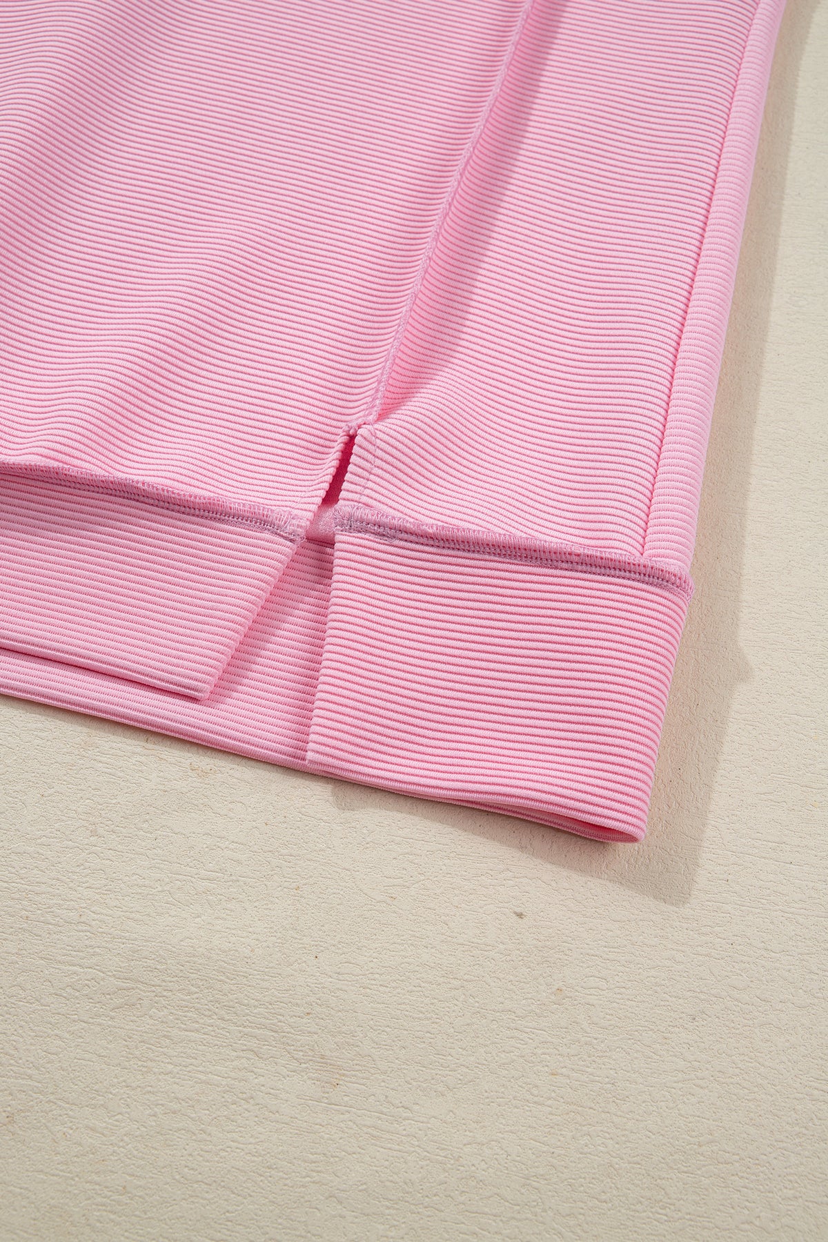 Horizontal Ribbed Exposed Seam Detail Drop Shoulder Baggy Pullover - KaleaBoutique.com