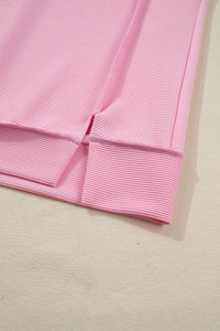 Horizontal Ribbed Exposed Seam Detail Drop Shoulder Baggy Pullover - KaleaBoutique.com