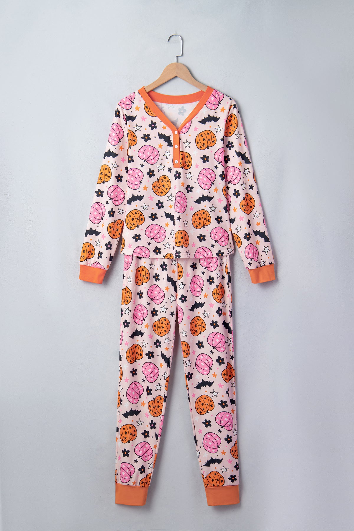 KaleaBoutique Stylish Halloween Pumpkin Print Long Sleeve Home Wear Lounge Set - KaleaBoutique.com