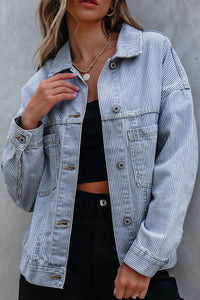 Washed Oversize Pocketed Denim Jacket - KaleaBoutique.com