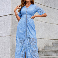 Lace-Embroidered Beach Holiday Cardigan Dress - KaleaBoutique.com
