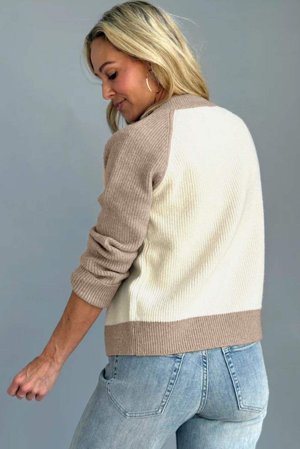 KaleaBoutique Comfortable Color Block Ribbed Knit Button Down Sweater Cardigan - KaleaBoutique.com