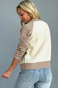 KaleaBoutique Comfortable Color Block Ribbed Knit Button Down Sweater Cardigan - KaleaBoutique.com