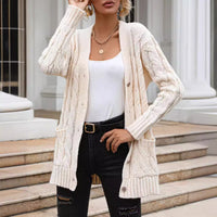 Women's Longline Cable-Knit Button-Front Cardigan with Pockets - KaleaBoutique.com