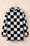 KaleaBoutique Checkered Side Pockets Collared Buttoned Fleece Jacket - KaleaBoutique.com