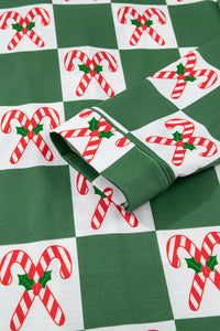 KaleaBoutique Stylish Holly Jolly Checkered Pattern 2pcs Long Pajama Set - KaleaBoutique.com