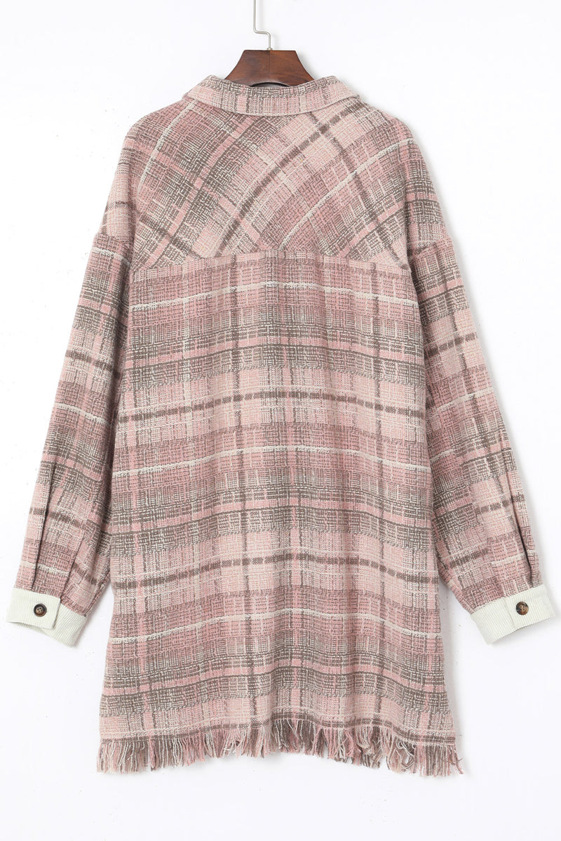 KaleaBoutique Plus Size Macrame Plaid Coat - KaleaBoutique.com