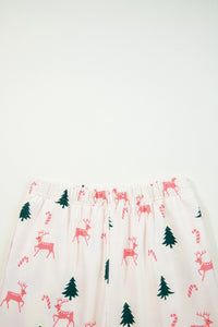 KaleaBoutique Comfortable Bow Christmas Tree Print Contrast Striped Banding 2pcs Lounge Set - KaleaBoutique.com