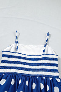 KaleaBoutique Stylish Striped Polka Dot Patchwork High Waist Spaghetti Straps Maxi Dress - KaleaBoutique.com