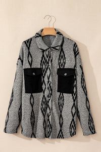 KaleaBoutique Aztec Contrast Chest Pockets Loose Shacket - KaleaBoutique.com