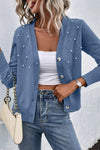 KaleaBoutique Textured Knit Pearl Beaded Button Up Cardigan - KaleaBoutique.com