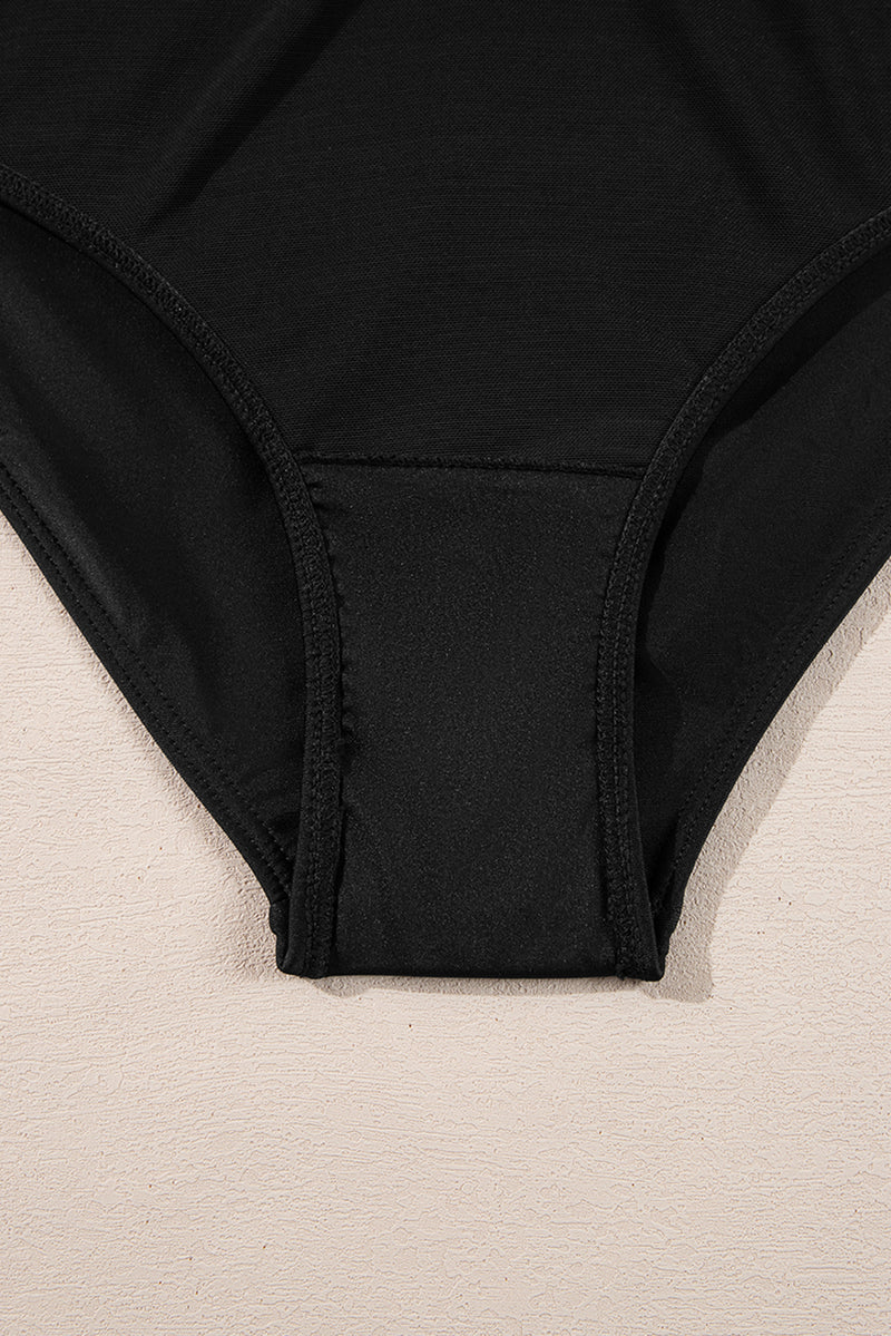 KaleaBoutique Beaded Spaghetti Straps Ruched Overlapped Colorblock One Piece Swimsuit - KaleaBoutique.com
