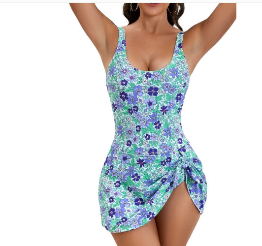 Women's Scoop-Neck Side-Tie One-Piece Swim Dress by Kalea Boutique - KaleaBoutique.com