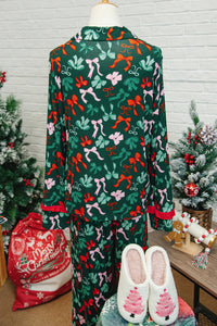 KaleaBoutique Stylish Festive Bow Print 2pcs Pajama Pant Set - KaleaBoutique.com