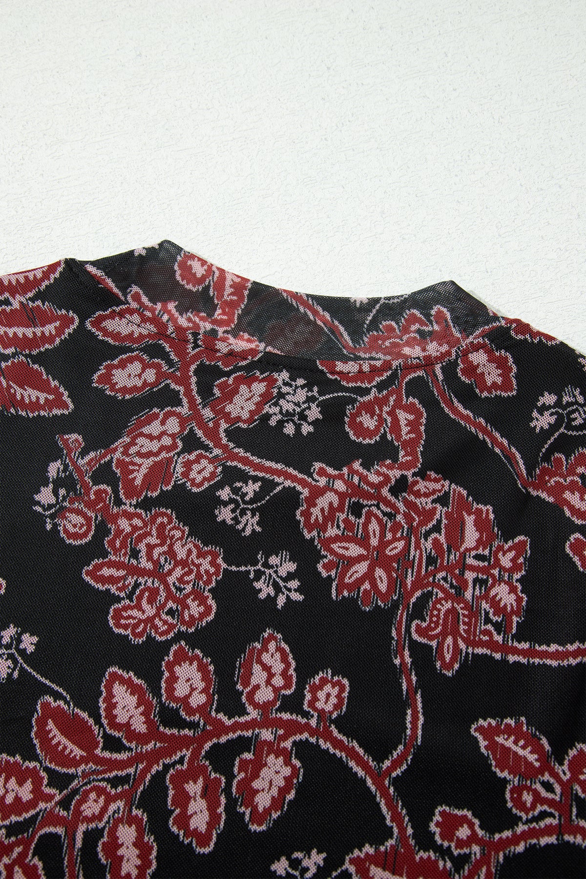 KaleaBoutique Stylish Retro Floral Print Long Sleeve Casual Mesh Dress - KaleaBoutique.com
