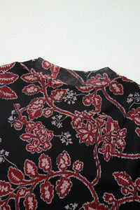KaleaBoutique Stylish Retro Floral Print Long Sleeve Casual Mesh Dress - KaleaBoutique.com