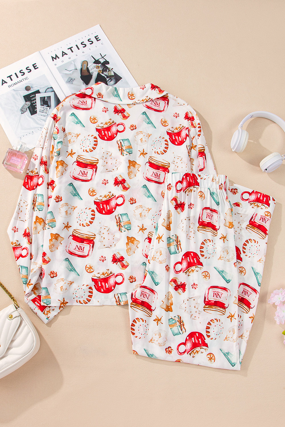 KaleaBoutique Comfortable Christmas Pattern Long Sleeve Shirt and Pants Pajama Set - KaleaBoutique.com