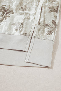 KaleaBoutique Stylish Leafy Camo Print Exposed Seam Patchwork Baggy Slit Sweatshirt - KaleaBoutique.com
