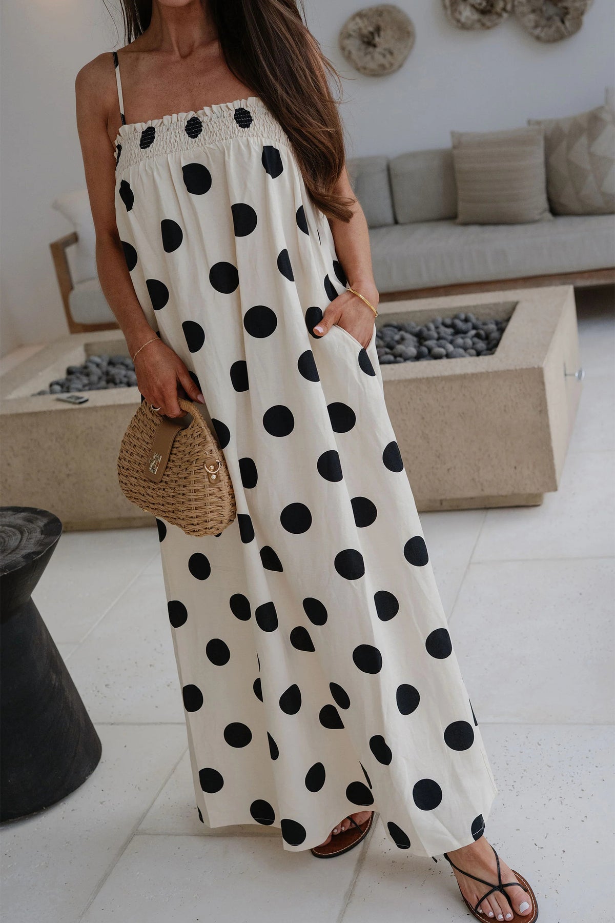 KaleaBoutique Stylish Polka Dot Spaghetti Straps Maxi Dress - KaleaBoutique.com