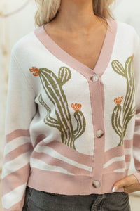 KaleaBoutique Stylish Desert Cactus Buttoned Front Sweater Cardigan - KaleaBoutique.com