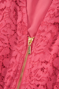 KaleaBoutique Stylish Floral Lace Overlay Zip Up V Neck Smocked Waist Sleeveless Dress - KaleaBoutique.com