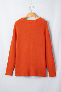 Drop Shoulder Long Sleeve Round Neck Halloween Sweater - KaleaBoutique.com