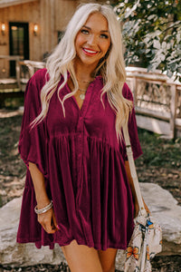 KaleaBoutique Stylish 3/4 Sleeve Tunic Babydoll Velvet Shirt - KaleaBoutique.com