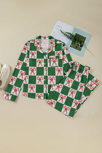 KaleaBoutique Stylish Holly Jolly Checkered Pattern 2pcs Long Pajama Set - KaleaBoutique.com