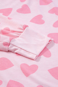 KaleaBoutique Comfortable Valentine Heart Shape Print Long Sleeve Top Shorts Lounge Set - KaleaBoutique.com