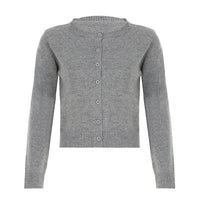 Women's Round-Neck Button-Front Cardigan with Ribbed Trim - KaleaBoutique.com
