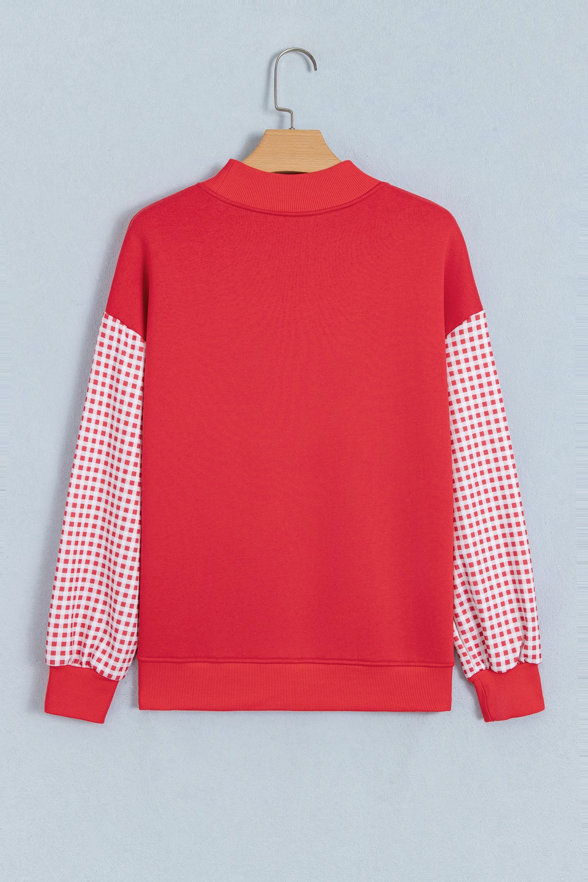 Gingham Plaid Sleeve Colorblock Oversized Pullover Sweatshirt - KaleaBoutique.com