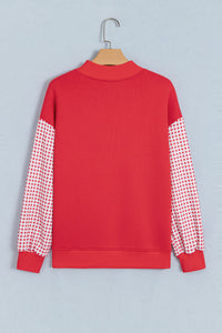 Gingham Plaid Sleeve Colorblock Oversized Pullover Sweatshirt - KaleaBoutique.com