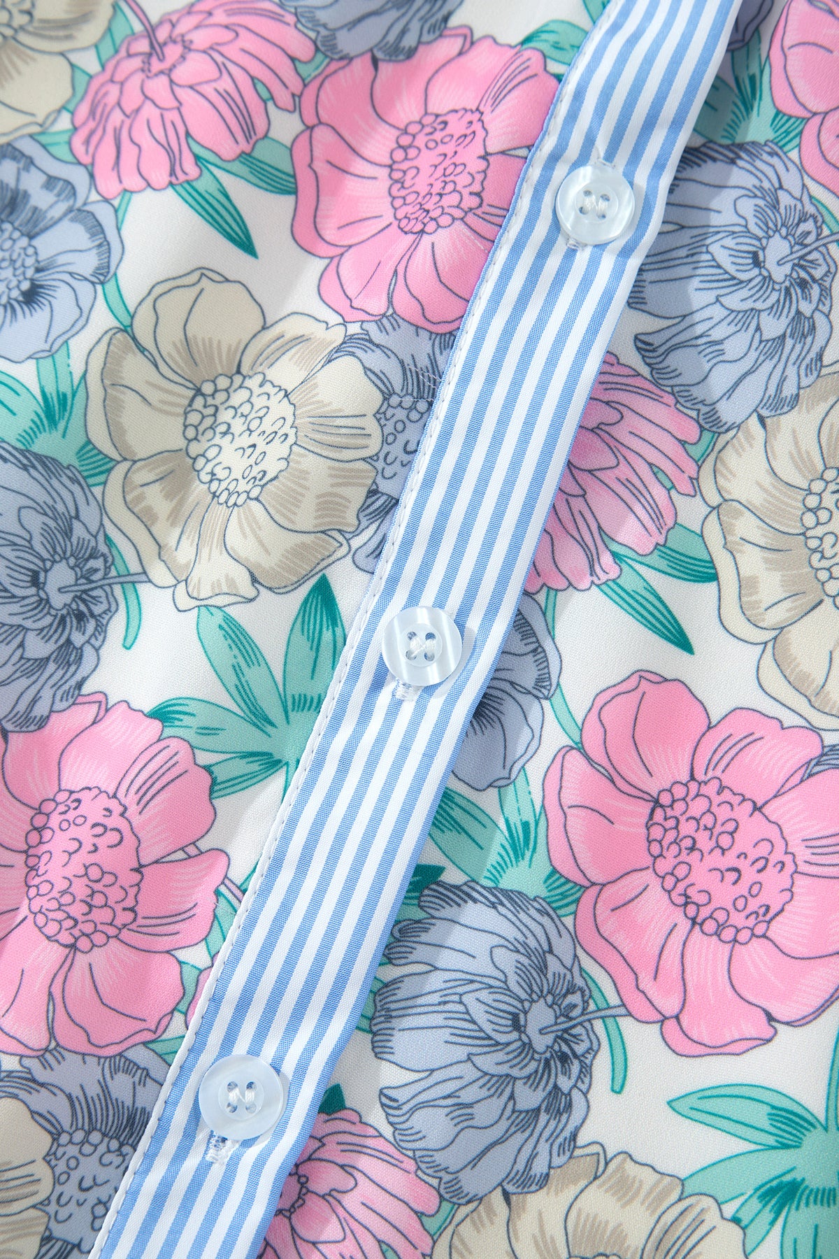 KaleaBoutique Stylish Floral Print Striped Contrast Trim Belted Short Dress - KaleaBoutique.com