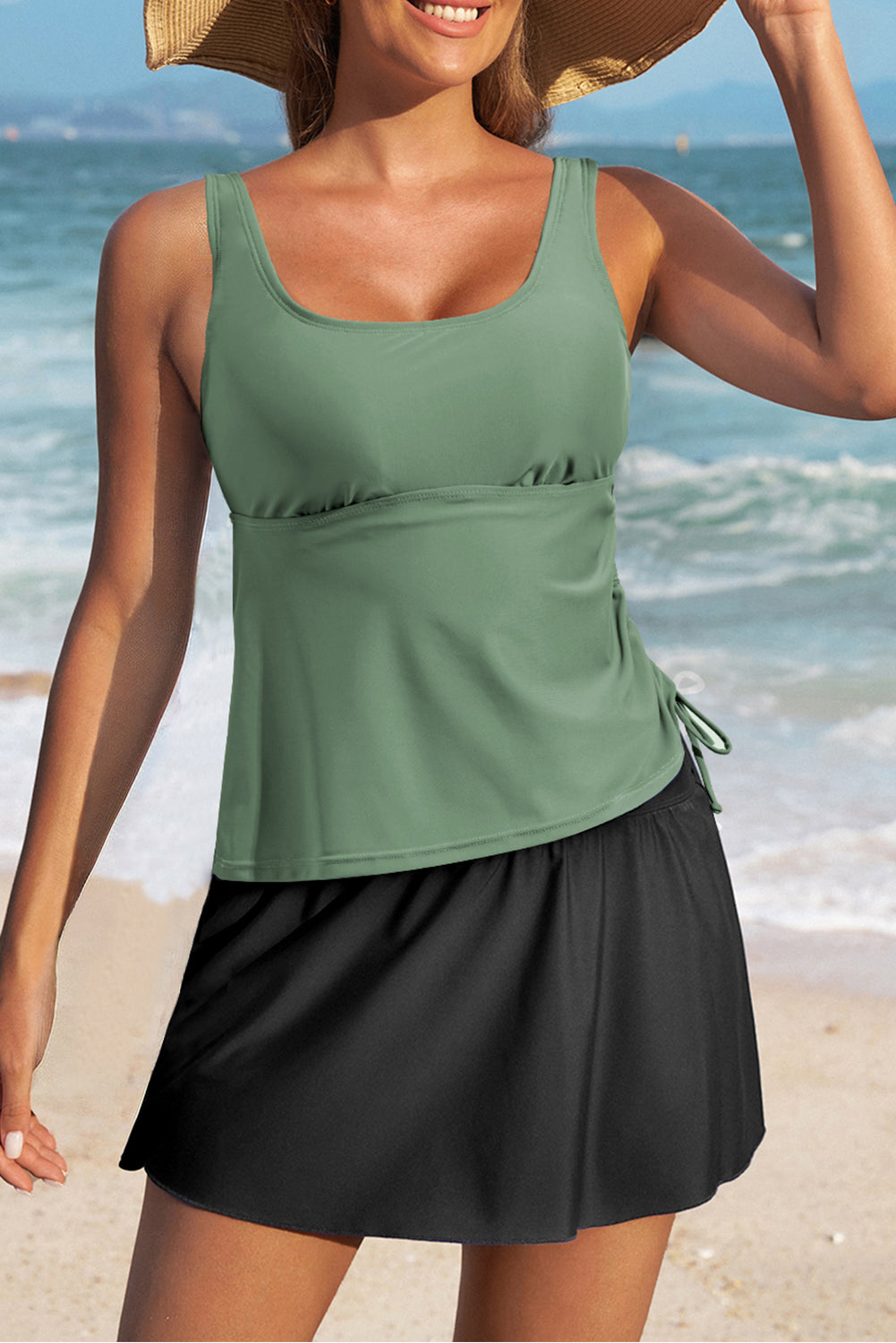 KaleaBoutique Stylish Scoop Neck Adjustable Tankini and Matching Skort Bathing Suit - KaleaBoutique.com