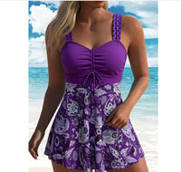 Women's Paisley Print Ruched Swim Dress and Shorts 2 PC Tankini Set - KaleaBoutique.com