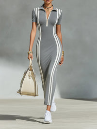 New Slim-fit White-striped Womens Dress - KaleaBoutique.com