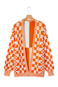 KaleaBoutique Stylish Checkered Open Front Drop Shoulder Cardigan - KaleaBoutique.com