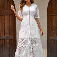 Lace-Embroidered Beach Holiday Cardigan Dress - KaleaBoutique.com