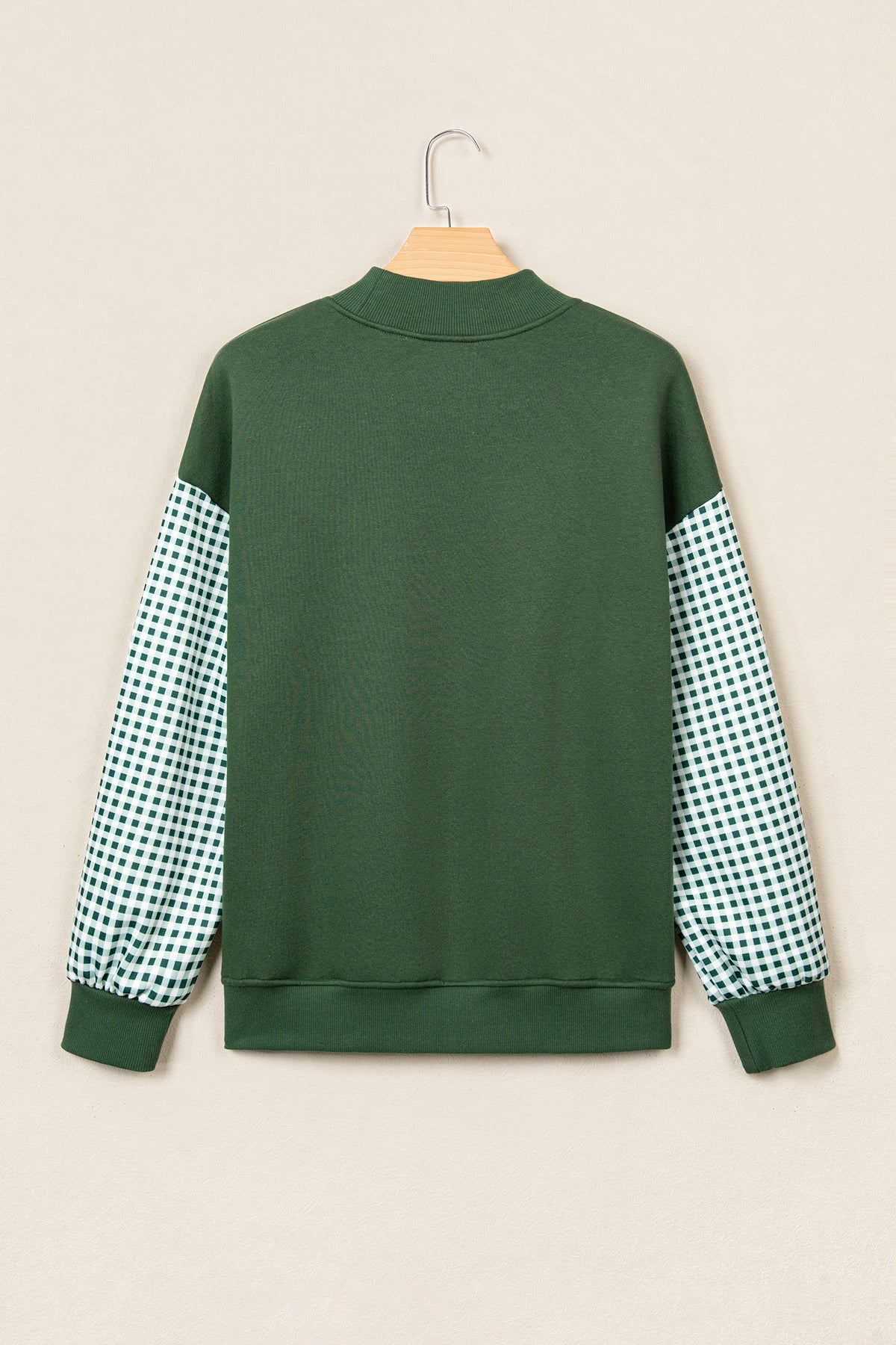 Gingham Plaid Sleeve Colorblock Oversized Pullover Sweatshirt - KaleaBoutique.com