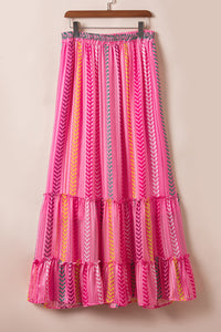 KaleaBoutique Boho Printed Tasseled Drawstring Ruffled Maxi Skirt - KaleaBoutique.com