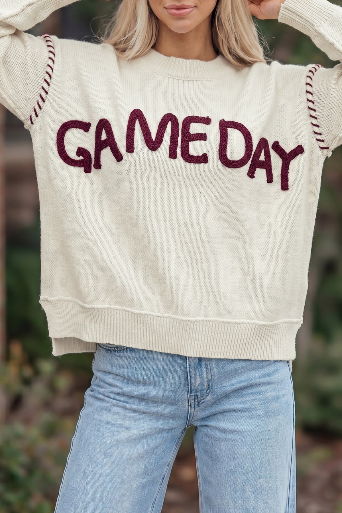 Drop Shoulder Game Day Letter Print Pullover Sweater - KaleaBoutique.com