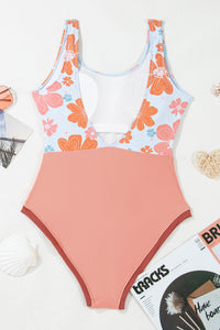 KaleaBoutique Cali Stylish Floral Patchwork Backless One Piece Swimsuit - KaleaBoutique.com