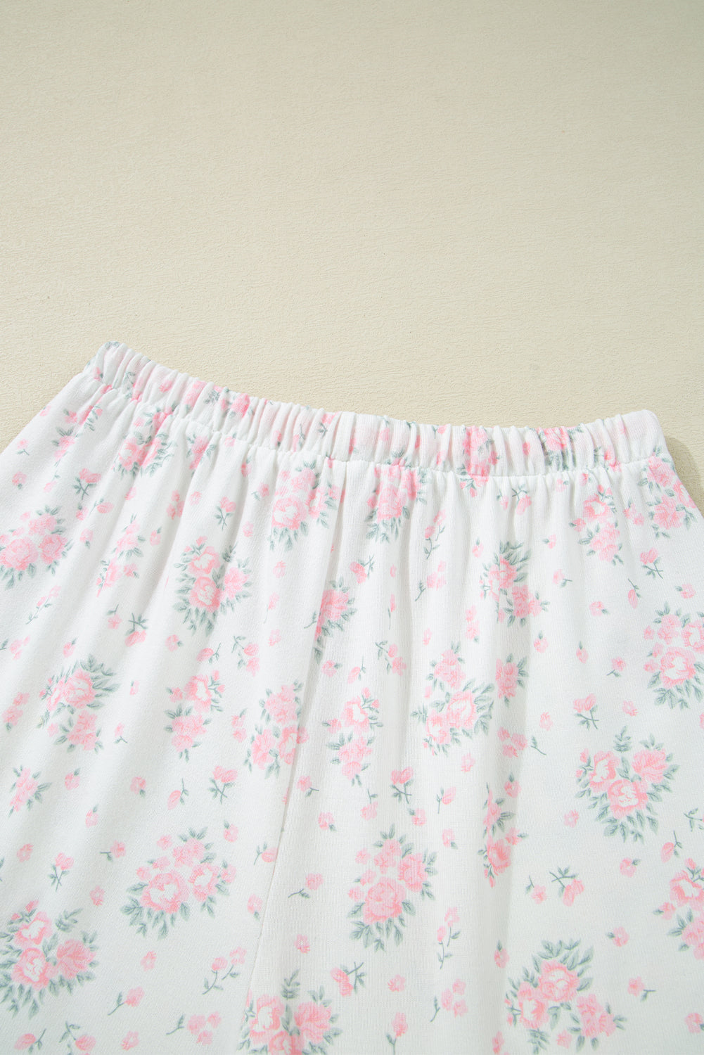 KaleaBoutique Stylish Floral Lettuce Trim Tee and Shorts Ribbed Lounge Set - KaleaBoutique.com