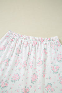 KaleaBoutique Stylish Floral Lettuce Trim Tee and Shorts Ribbed Lounge Set - KaleaBoutique.com